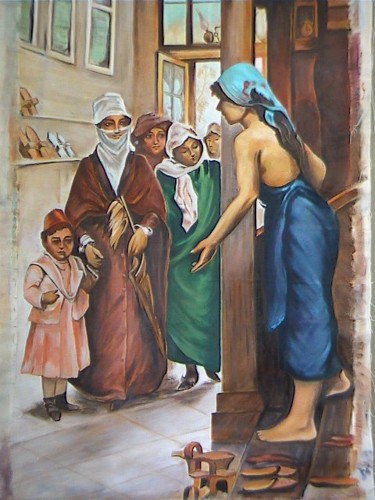 Painting titled "Ottoman Bath" by Alper Celebi, Original Artwork, Oil