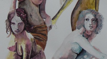 Peinture intitulée "detail de femme  a…" par Roger Achache, Œuvre d'art originale