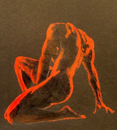 Peinture intitulée "homme rouge" par Roger Achache, Œuvre d'art originale, Huile