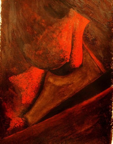 Peinture intitulée "lumineuse poitrine" par Roger Achache, Œuvre d'art originale, Huile