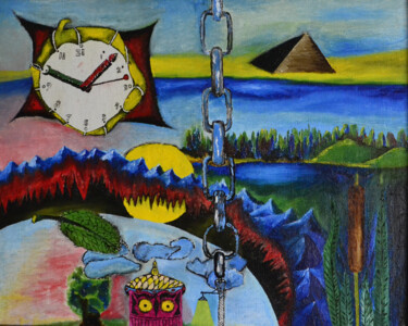 Картина под названием "The hitch of the wo…" - Acheron Hock, Подлинное произведение искусства, Масло