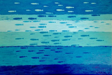 Painting titled "Fish 2" by Achille Chiarello, Original Artwork, Acrylic