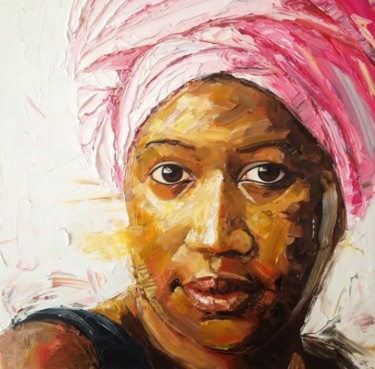 Malerei mit dem Titel "Aretha Franklin" von Achille Chiarello, Original-Kunstwerk, Öl