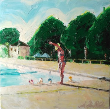 Painting titled "Summer lessons. Lez…" by Achille Chiarello, Original Artwork, Oil
