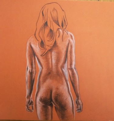 Drawing titled "Nudo" by Achille Chiarello, Original Artwork, Charcoal