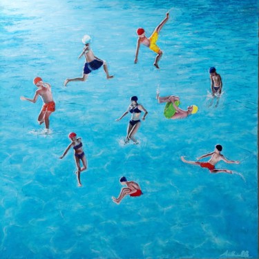 Pintura intitulada "Surreal dive" por Achille Chiarello, Obras de arte originais, Óleo