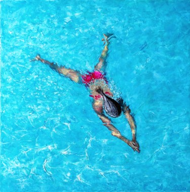 Pintura intitulada "The swimmer 3" por Achille Chiarello, Obras de arte originais, Óleo