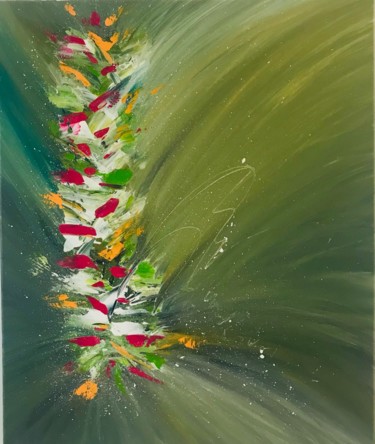 Painting titled "garden flowers" by Soukayna Achou, Original Artwork, Acrylic