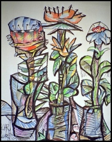 Peinture intitulée "Plantes en danger." par Albert.Chr.Reck, Œuvre d'art originale, Acrylique