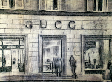 Malerei mit dem Titel "Shopping in Rome -…" von Alessio Mazzarulli, Original-Kunstwerk, Tinte