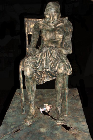 Sculptuur getiteld "Insoupçonnable" door Acuti, Origineel Kunstwerk, Hout