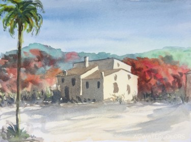 Malerei mit dem Titel "Bastide provençale,…" von Alain Crousse (ACWATERCOLORS), Original-Kunstwerk, Aquarell