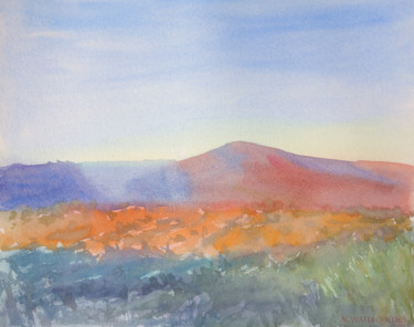 Malerei mit dem Titel "Coucher de soleil s…" von Alain Crousse (ACWATERCOLORS), Original-Kunstwerk, Aquarell