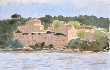 Pintura titulada "Fort Royal, îles de…" por Alain Crousse (ACWATERCOLORS), Obra de arte original, Acuarela