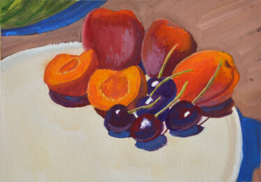 Painting titled "Fruits d'été, Prove…" by Alain Crousse (ACWATERCOLORS), Original Artwork, Gouache