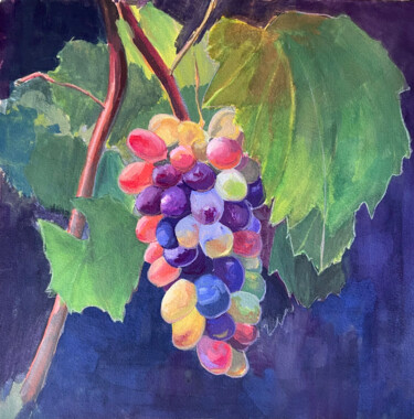 Painting titled "Raisins de Provence…" by Alain Crousse (ACWATERCOLORS), Original Artwork, Gouache