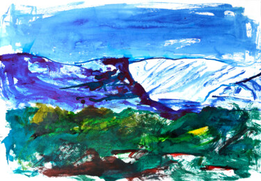 Drawing titled "Plateau de Cavillor…" by Alain Crousse (ACWATERCOLORS), Original Artwork, Ink