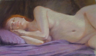 Painting titled "'Sophie Sleeps'" by Pauline Adair, Original Artwork, Oil