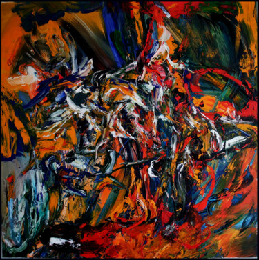Картина под названием "Abstract" - Adam Czekański, Подлинное произведение искусства, Масло Установлен на Деревянная рама для…