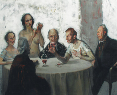 Peinture intitulée "The penultimate sup…" par Adam Czekański, Œuvre d'art originale, Huile Monté sur Châssis en bois