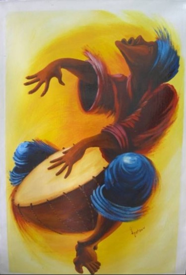 Painting titled "Ecstasy Of The Drum…" by Adam Fatawu, Original Artwork