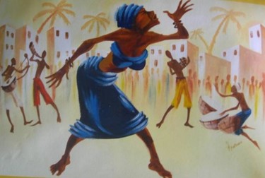 Painting titled "Damba Dancer" by Adam Fatawu, Original Artwork