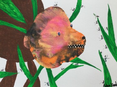Peinture intitulée "Bear and Ant" par Adam Kamhi, Œuvre d'art originale, Acrylique