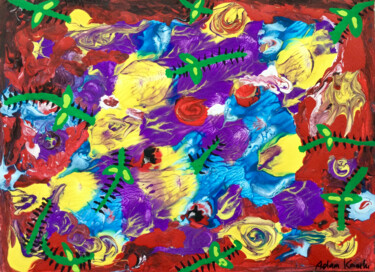 Schilderij getiteld "Roses Rugosa" door Adam Kamhi, Origineel Kunstwerk, Acryl