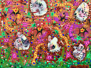 Malerei mit dem Titel "Creatures wondering…" von Adam Kamhi, Original-Kunstwerk, Acryl