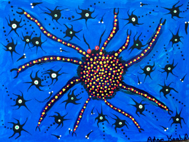 Peinture intitulée "Spider and spiderli…" par Adam Kamhi, Œuvre d'art originale, Acrylique