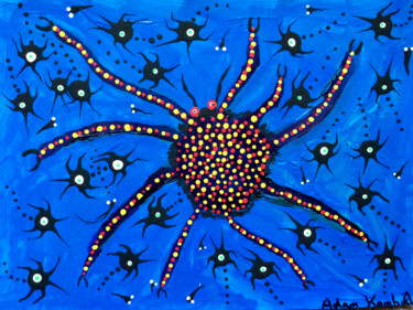 Pintura titulada "Spider and spiderli…" por Adam Kamhi, Obra de arte original, Acrílico