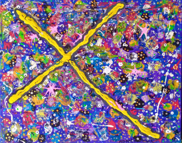 Malarstwo zatytułowany „Cross on sea of col…” autorstwa Adam Kamhi, Oryginalna praca, Akryl
