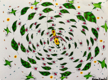 Σχέδιο με τίτλο "Lepidoptera Ovation" από Adam Kamhi, Αυθεντικά έργα τέχνης, Ακουαρέλα