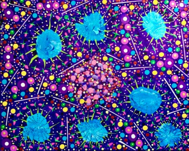 Malerei mit dem Titel "Mustering Molecules" von Adam Kamhi, Original-Kunstwerk, Acryl