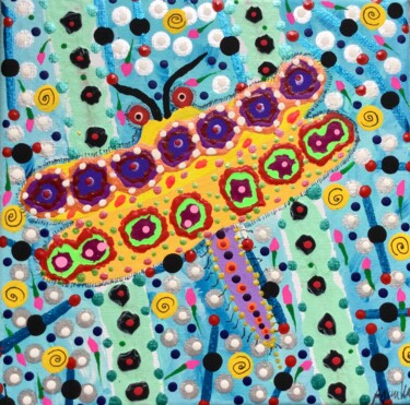 Peinture intitulée "Papillon on Steroids" par Adam Kamhi, Œuvre d'art originale, Acrylique