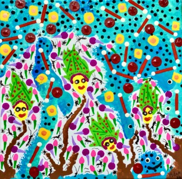 Peinture intitulée "Perky Vibrant Folia…" par Adam Kamhi, Œuvre d'art originale, Acrylique