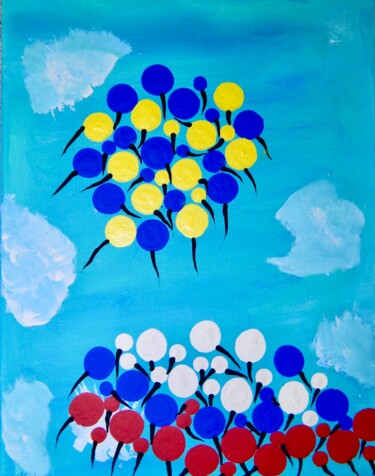 Painting titled "Ukraine Balloons Fl…" by Adam Kamhi, Original Artwork, Acrylic