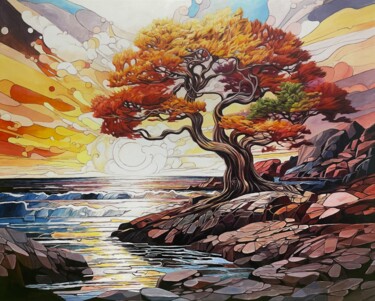 Painting titled "The Tree of Life at…" by Adam Laabs, Original Artwork, Acrylic Mounted on Wood Stretcher frame