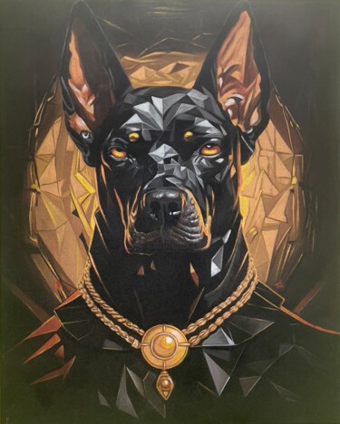Painting titled "Guardian of the Gol…" by Adam Laabs, Original Artwork, Acrylic Mounted on Wood Stretcher frame