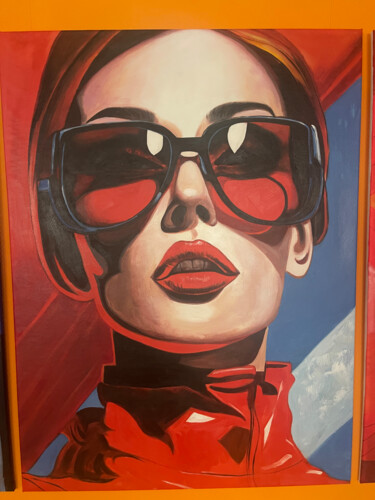 Painting titled "Grand Prix Glamour" by Adam Laabs, Original Artwork, Oil Mounted on Wood Stretcher frame