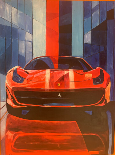 Painting titled "Racing Pulse" by Adam Laabs, Original Artwork, Oil Mounted on Wood Stretcher frame