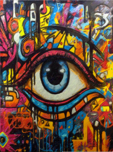 Картина под названием "The EYE" - Adam Laabs, Подлинное произведение искусства, Масло