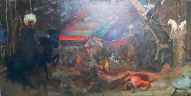 Schilderij getiteld "L'invasion Mongole…" door Adam Lobazanov, Origineel Kunstwerk, Olie