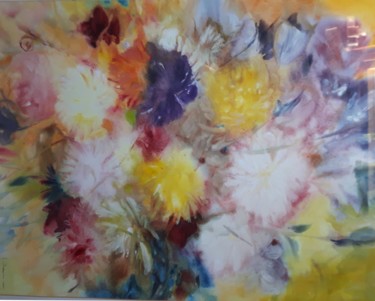Картина под названием "Fleurs paradisiaques" - Adam Lobazanov, Подлинное произведение искусства, Акварель