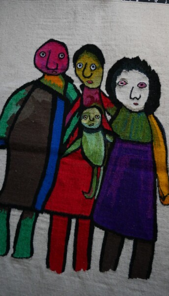 Textilkunst mit dem Titel "La Famille" von Adam Nidzgorski, Original-Kunstwerk, Tapisserie