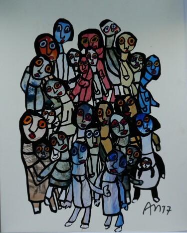 Collages intitulée "Esprit de groupe" par Adam Nidzgorski, Œuvre d'art originale, Collages Monté sur Carton