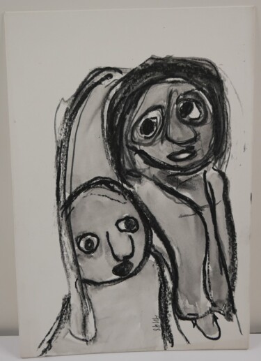 Peinture intitulée "couple" par Adam Nidzgorski, Œuvre d'art originale, Gouache Monté sur Carton