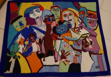 Arte tessile intitolato "Marché africain" da Adam Nidzgorski, Opera d'arte originale, Fibra tessile