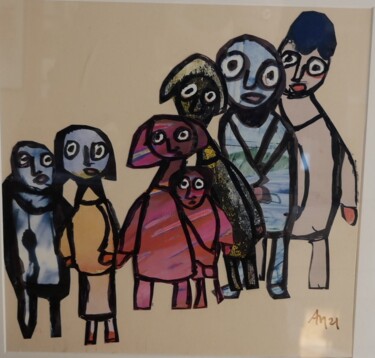 Collages titled "Quelle belle famille" by Adam Nidzgorski, Original Artwork, Collages Mounted on Cardboard
