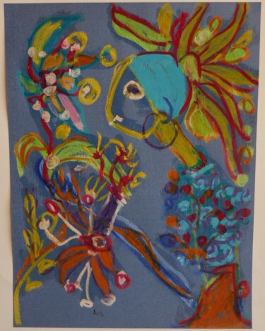 Painting titled "L'Antillaise" by Adam Nidzgorski, Original Artwork, Gouache Mounted on Cardboard